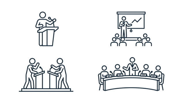 Public Speaking and Debate Pictogram Collection Editable Vector