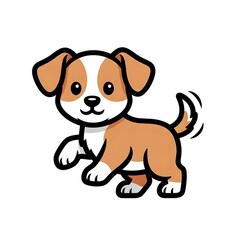 Fototapeta premium Cute cartoon brown dog with floppy ears smiling.