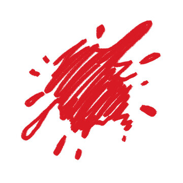 Red scribble burst on white background, abstract dynamic mark.