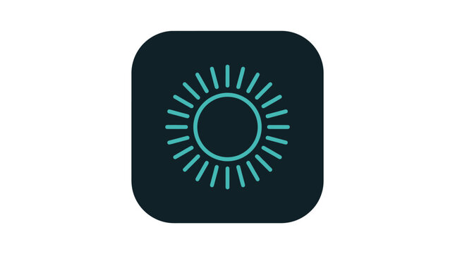 Teal sun icon on black background.
