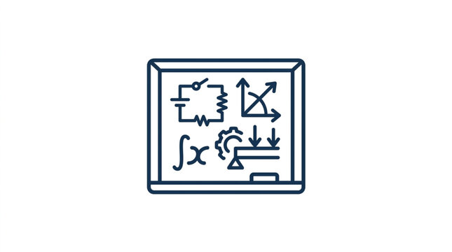 Blackboard with mathematical and scientific symbols icon.