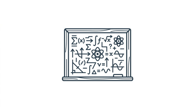 Blackboard with mathematical and scientific symbols illustration.