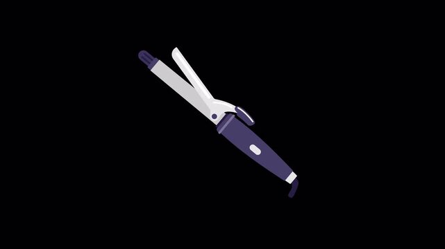 Animated Curling Iron Hair Wand Styling Tool Loop on Alpha Channel