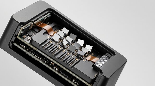 Creative Close-up of computer hardware, internal components, circuit board, electronic device, technology 2k