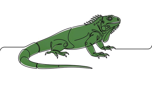 Green iguana illustration on white background.