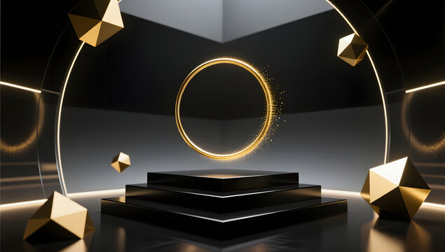 black gold geometric abstract open composition background