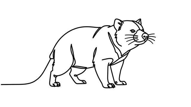 Simple line drawing of a cat on white background.