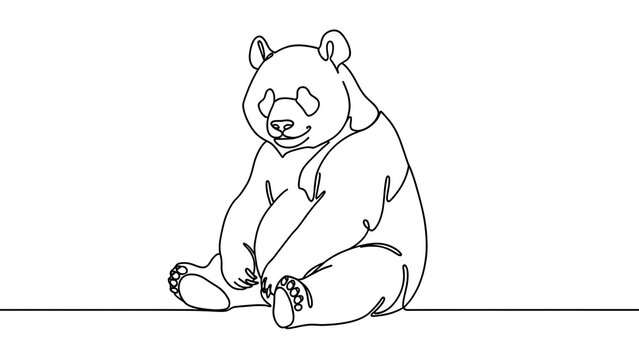 Cute cartoon panda sitting white background.
