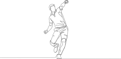 Obraz premium Cricket Bowler Line Art Vector Illustration in Dynamic Action Pose for Sports Design
