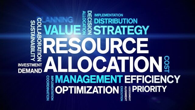 Resource Allocation animated word cloud-text design animation tag kinetic typography seamless loop.