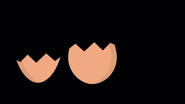 Flat Design Egg Cracking Animation on Alpha Channel