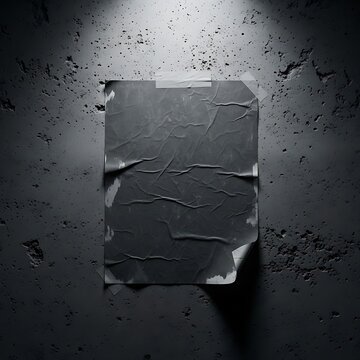 Torn paper on textured gray wall with spotlight