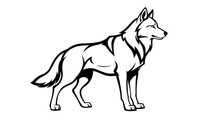 Obraz premium German Shepherd silhouette illustration white background.