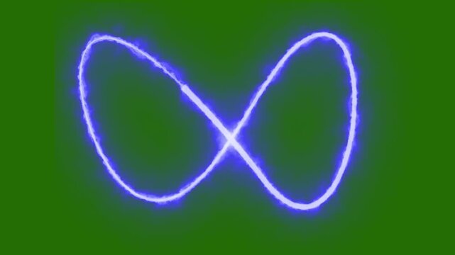 Glowing Purple Neon Infinity Symbol Loop on Green Screen