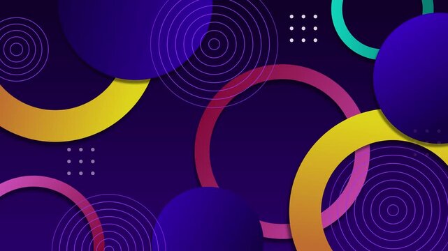 Abstract geometric background overlapping rings and circular gradients animation