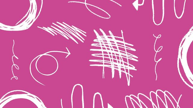White crayon scribbles on magenta background