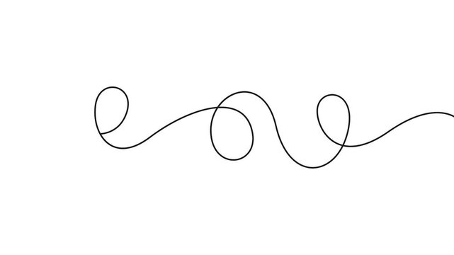 Swirl continuous line drawing animation for modern abstract graphic design branding. Abstract swirl continuous line drawing, minimalist vector icon for modern creative design projects