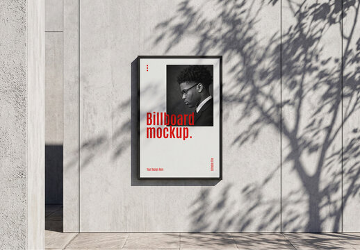 Wall Mounted Outdoor Billboard Mockup