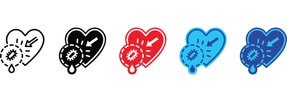 Endocarditis banner web icon line outline color vector illustration
