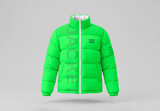 Puffer Jacket Winter Clothing Mockup
