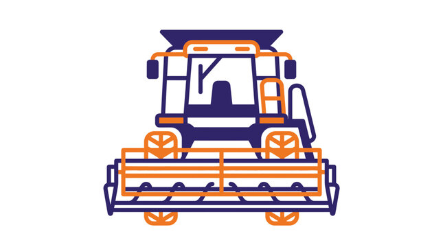 Modern Combine Harvester Icon, Agricultural Machine, Harvest Equipment, Vector Illustration