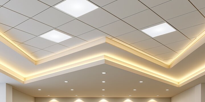 Modern suspended ceiling with recessed and accent lighting