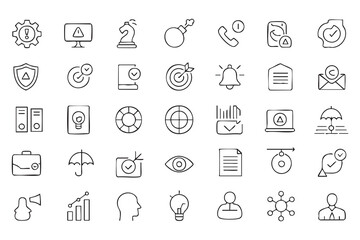 Fototapeta premium Business Security and Crisis Management Outline Icons