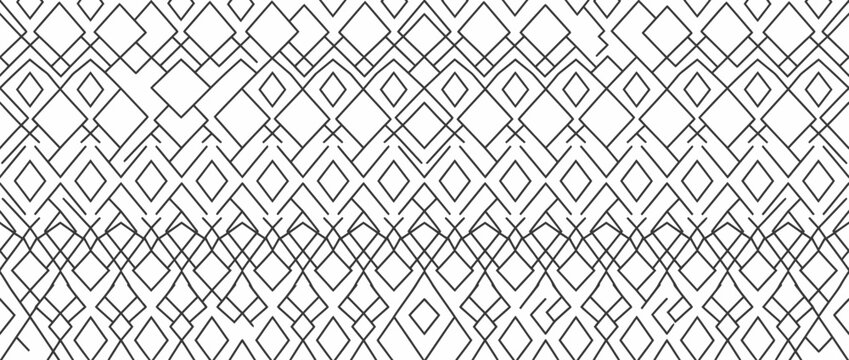 Minimalist black and white geometric pattern with repeating diamond shapes