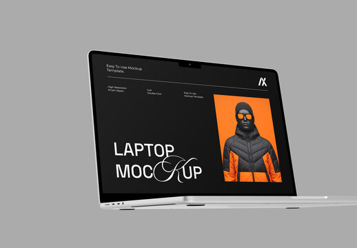 Minimal Laptop Screen Mockup with Perspective View