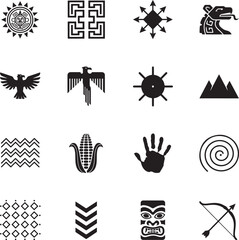 Fototapeta premium Native American and Aztec Style Tribal Icon Set