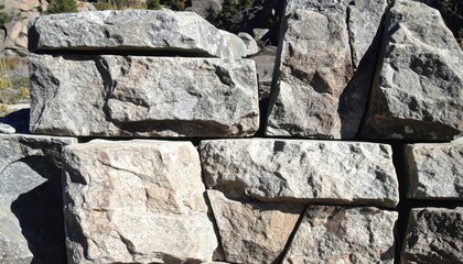 Fototapeta premium Stacked Natural Granite Stones Creating an Earthy Textured Wall Background
