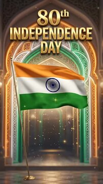 Celebrating India's 80th Independence Day with patriotic flags and grand festive visuals showcasing national pride and unity