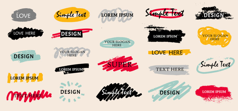 Underline highlight hand drawn uchalk for text. Handwriting collection of border brush, pencil and crayon frames strokes. Vector memo scrawls. Bubble