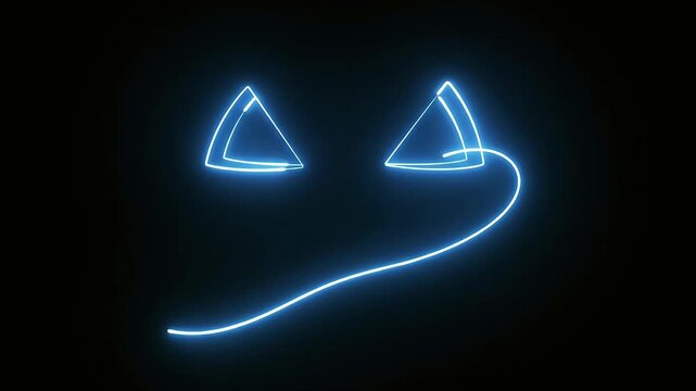 Neon glowing jack-o'-lantern continuous line drawing animation on black background