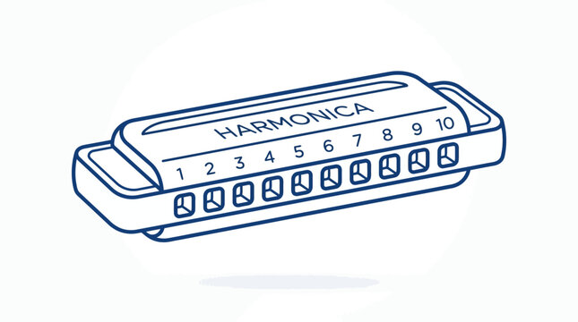 Harmonica Outline Vector Illustration