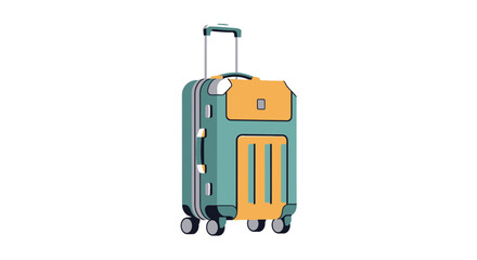 Suitcase stands ready for travel and business trips as a reliable piece of modern luggage for transit. © Sami
