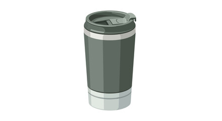 Travel mug with a secure lid stands upright as a portable container for hot beverages. © Sami