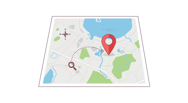 Map shows a highlighted destination marked with a red location pin for easy navigation and travel planning.