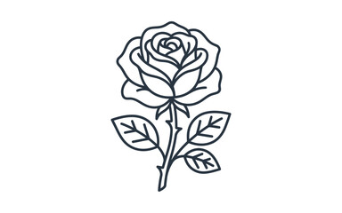 Obraz premium Minimalist Rose Flower Outline Vector