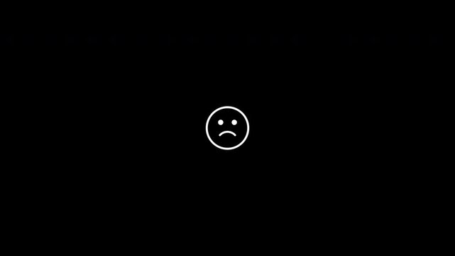 Happy Face to Sad Face Transition, Unhappy Mood, Being Upset or Disappointed - White Fill with 3px Black Stroke - Minimal Flat Design Motion Graphics Clip, Transparent Background