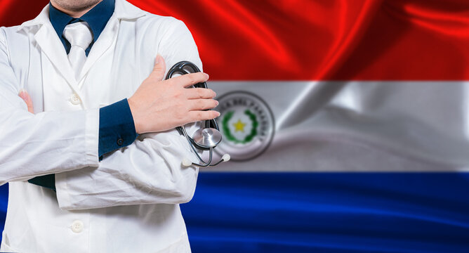Paraguayan national health system, Medical professional holding sthetoscope isolated