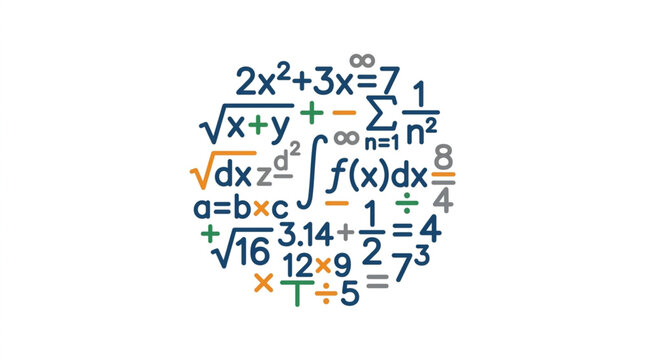 Colorful Mathematical Equations and Formulas Design.