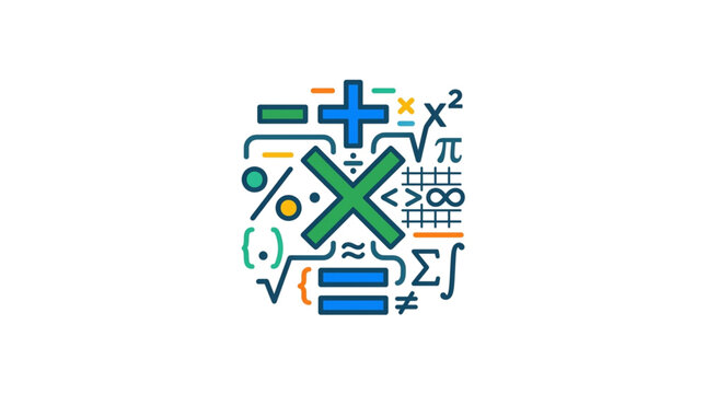 Colorful Mathematical Symbols and Equations Illustration.