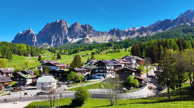 The Dolomites mountain range at Cortina d'Ampezzo in Region of Veneto, Italy. 