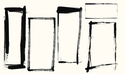 Abstract frame grunge background. Chalk or crayon hand drawing frames set. Set hand draw frame, pattern retro border isolated on white.eps © Sukman