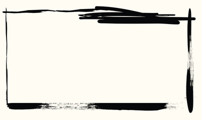 Abstract frame grunge background. Black brushstroke ink stamp banner frame, brush stroke texture, Grunge frame with marker texture. Frame.eps © Sukman