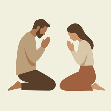 Couple Praying SVG, Religious Couple Vector, Christian Marriage Clipart, Silhouette DXF Cut Files, Clean Vector EPS