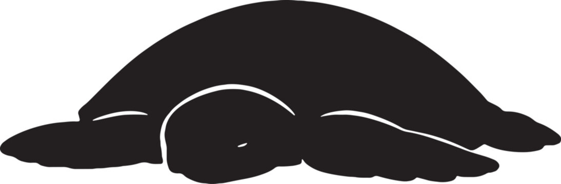 Turtle silhouette against a white background simple black outline design