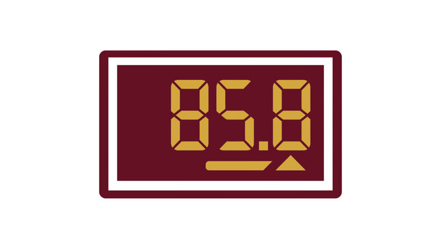 Digital Display Showing 85.8 with Maroon Border and Yellow Numbers