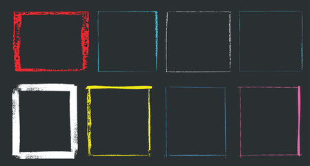 Chalk or crayon hand drawing frames set. Abstract frame grunge background. Grunge rectangle and square shape. Vector stock illustration frame grunge.eps © Sukman